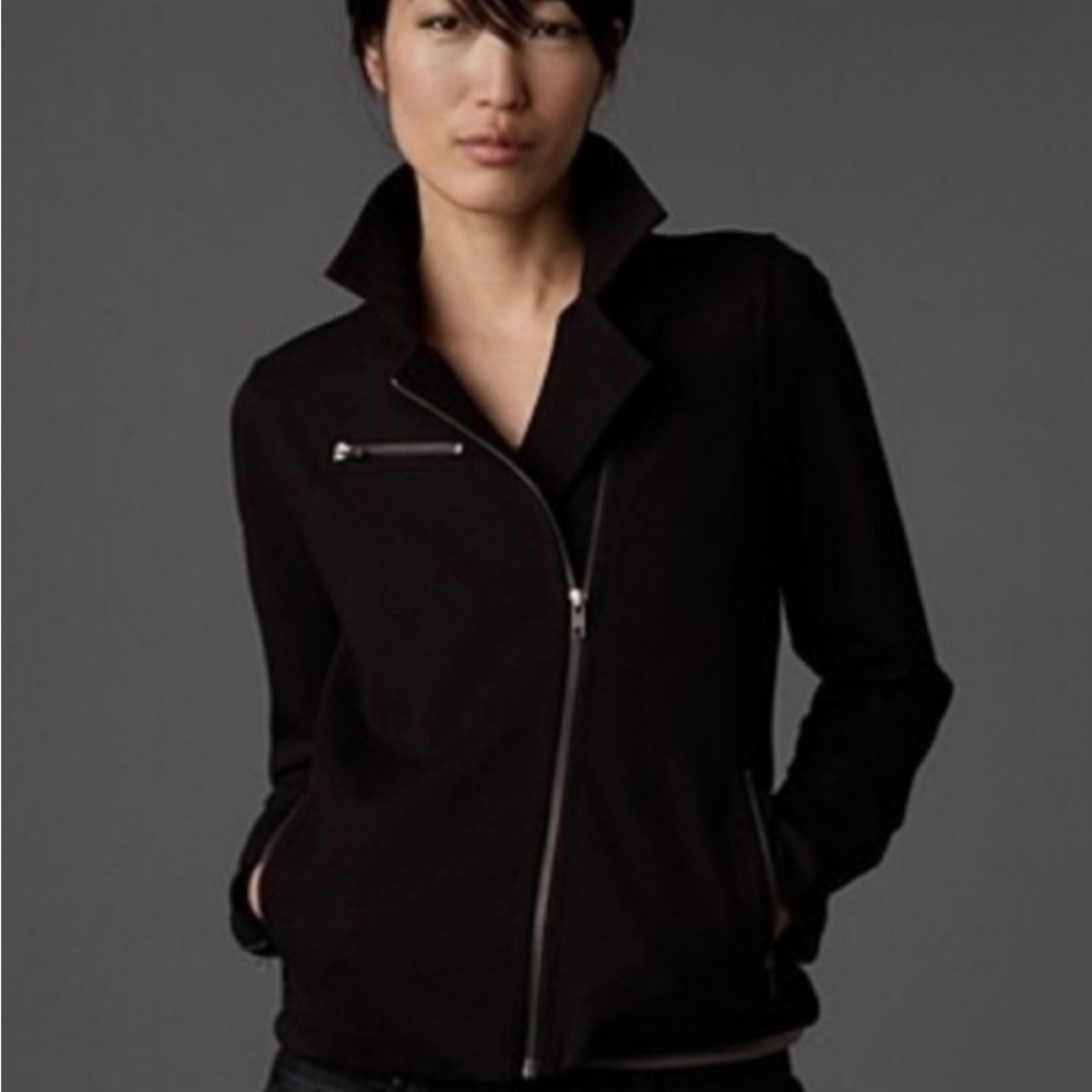 Eileen Fisher Black Zip-Front Moto Jacket